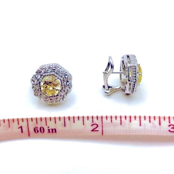 NWT Judith Ripka 4 carat Canary Crystal & White Topaz Casablanca Button Earrings - Picture 11 of 12